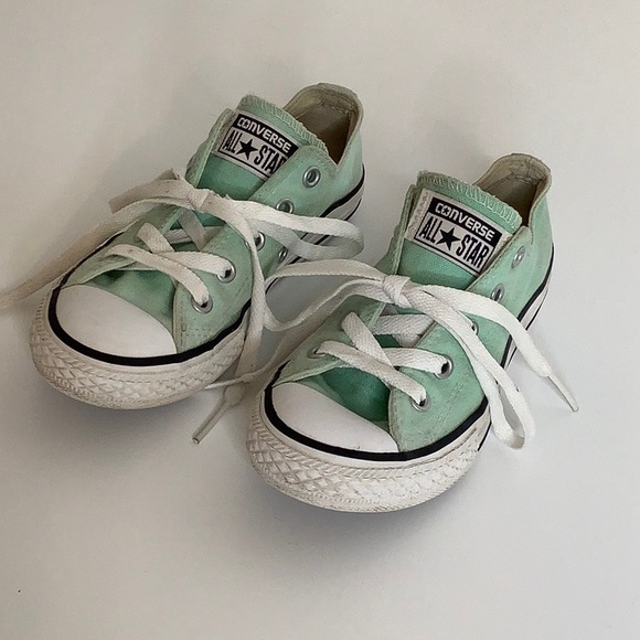 Converse low tops mint/white sneakers size 13 girl - Picture 6 of 12